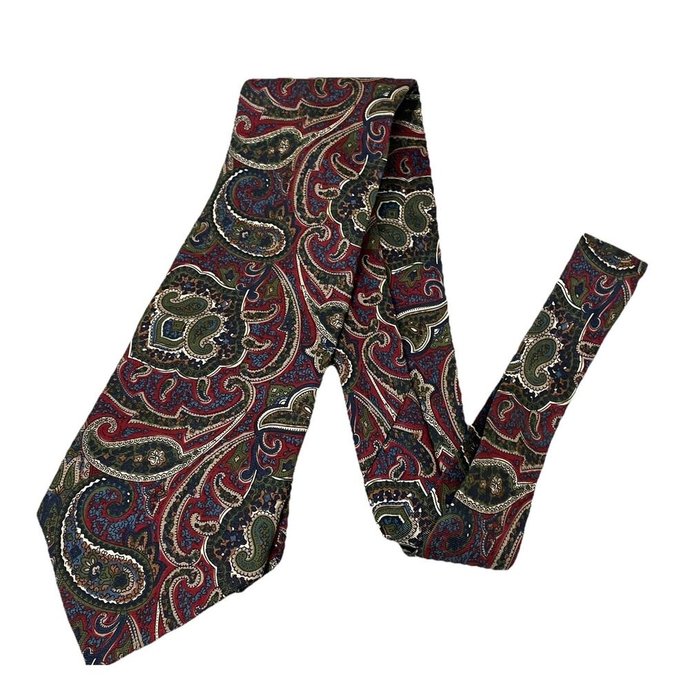Vintage 70s 80s CHRISTIAN DIOR Monsieur Silk Tie Multicolor Paisley Pattern 56”